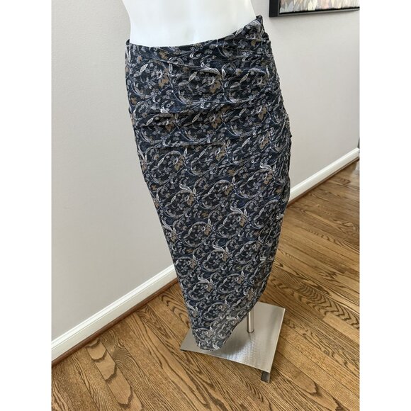 Veronica Beard Herst Asymmetric Ruched Silk Midi Skirt 00 - Picture 2 of 4